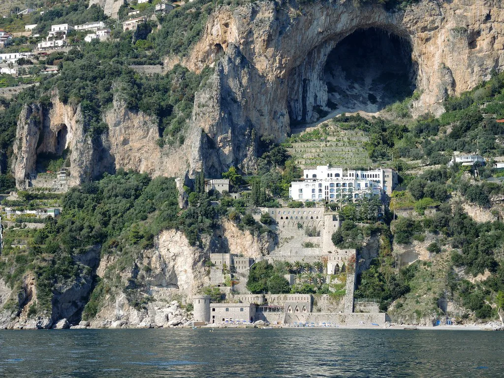 Sea caves along the Amalfi Coast