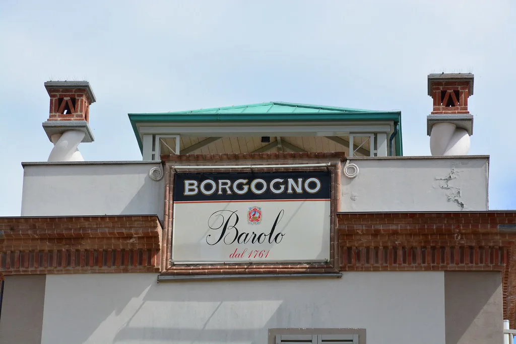 Borgogno winery sign, Barolo