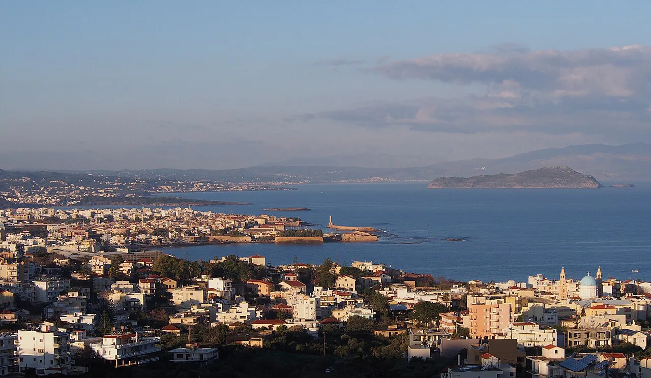 Chania and its bay from above