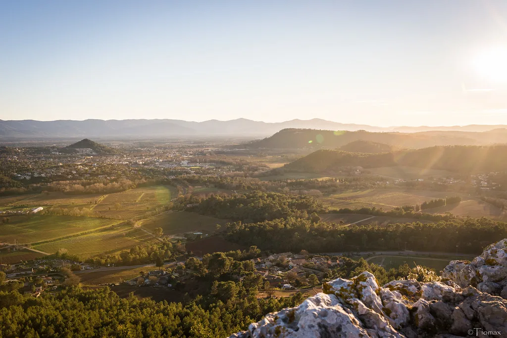Golden-hour view over the hills around Taradeau and Vidauban, neighbouring villages of La Motte in the Var