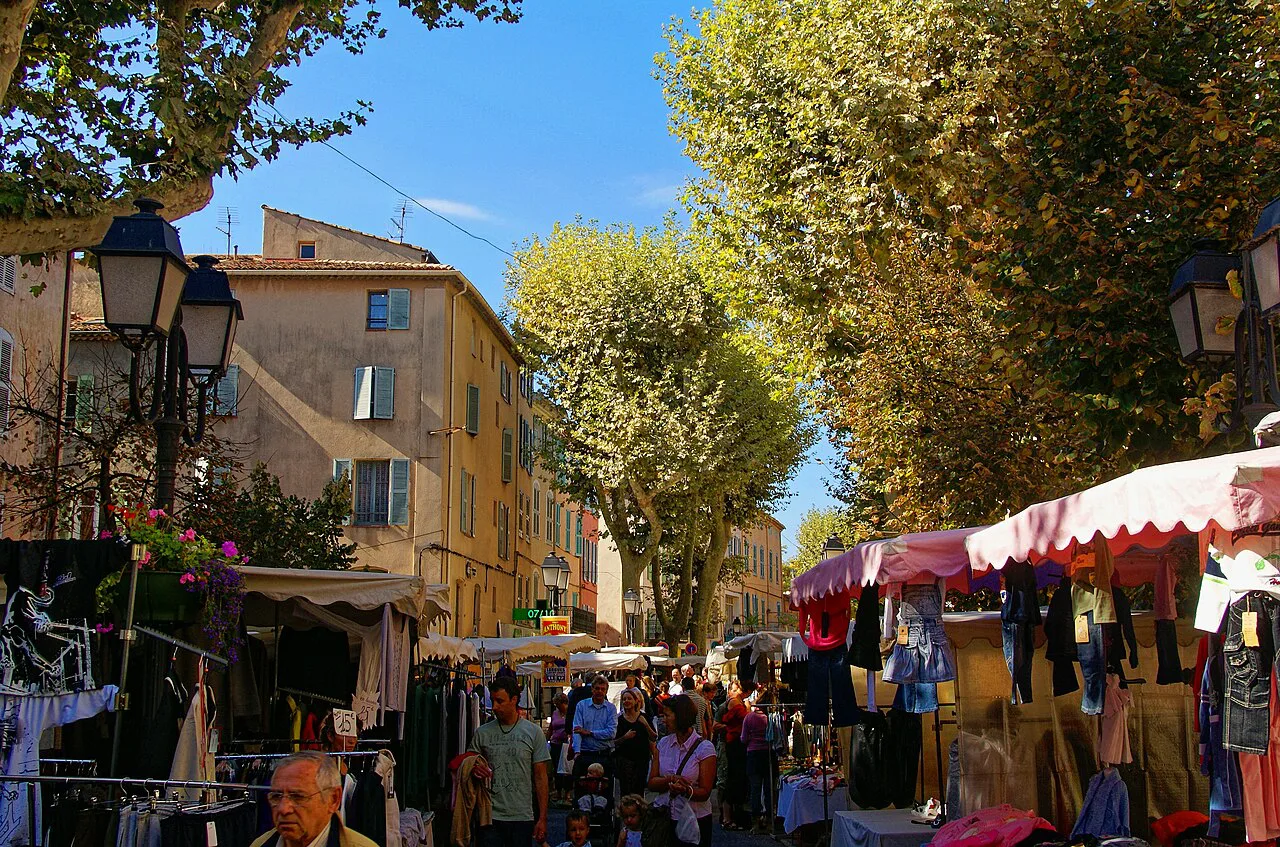 Market day on Place du Revelin in Lorgues