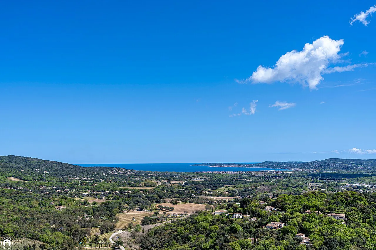 Looking toward the Gulf of Saint-Tropez from Grimaud, next to Cogolin