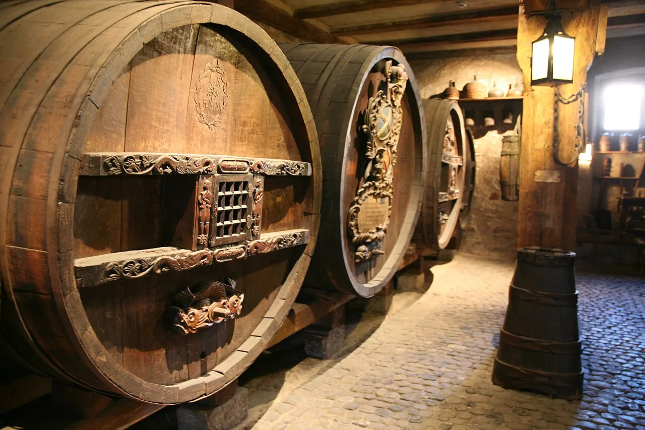 Historical wine barrels in Musée d'Unterlinden, Colmar