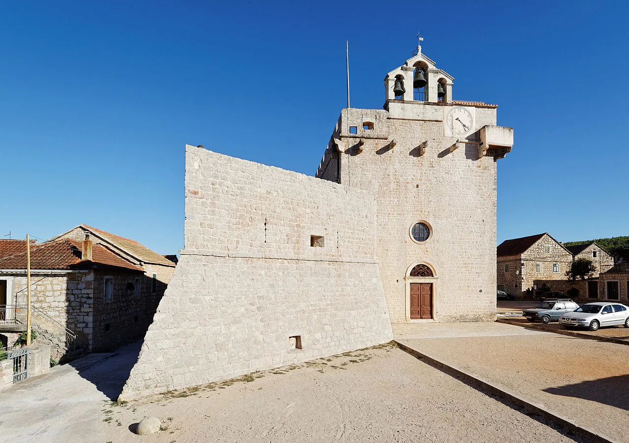 The fortress church of St Mary of Mercy in Vrboska, near Jelsa