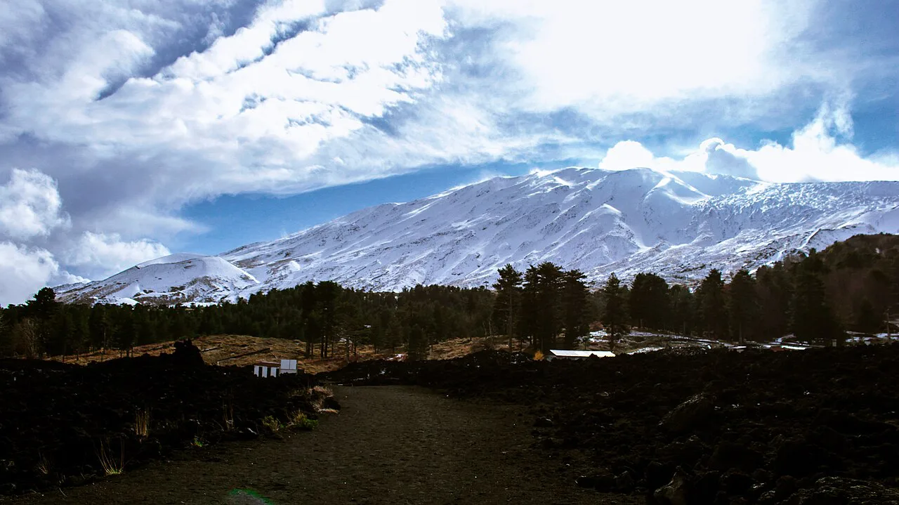 Snow on Etna above Piano Provenzana, near Linguaglossa