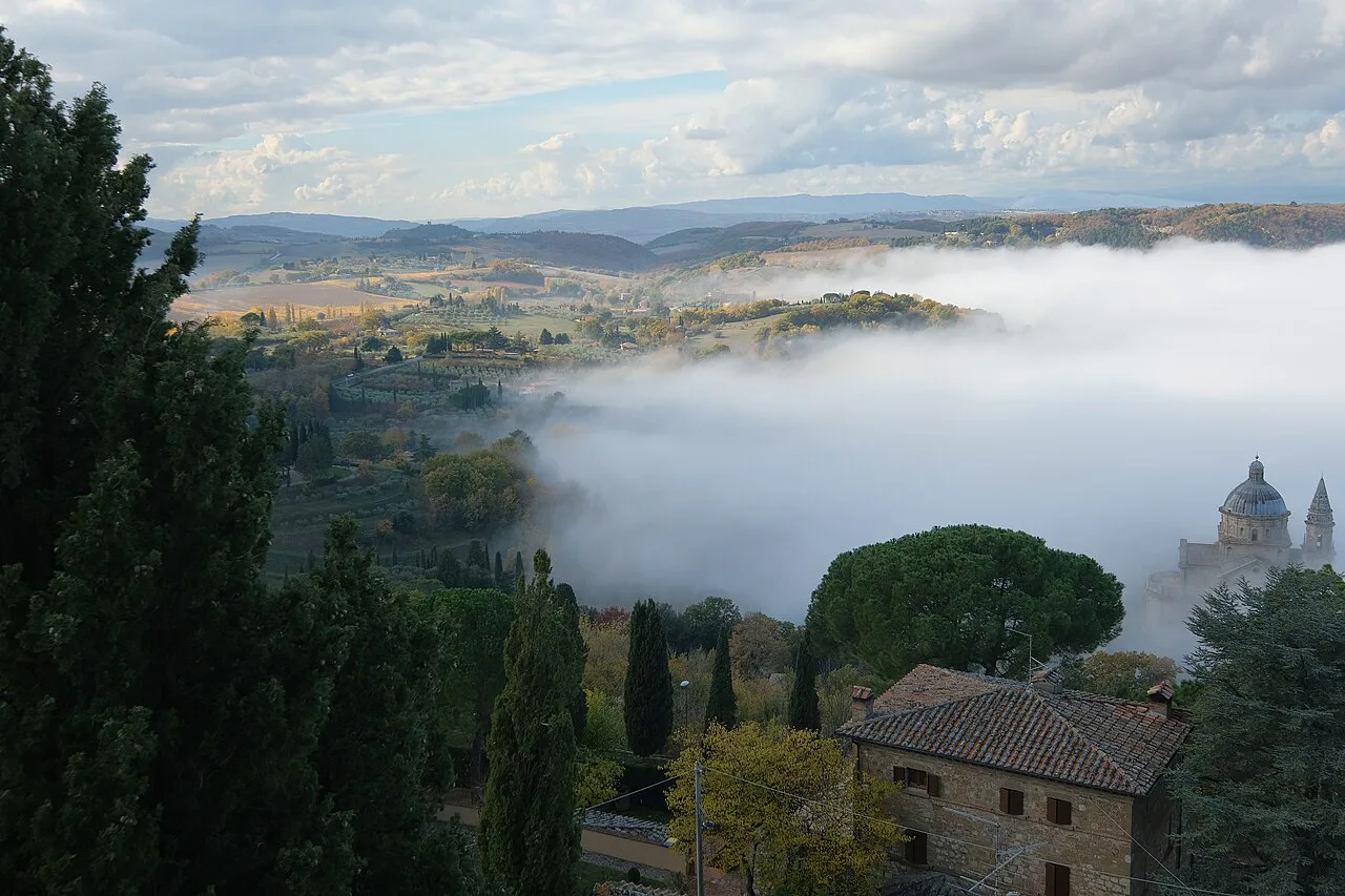 Morning fog around San Biagio below Montepulciano
