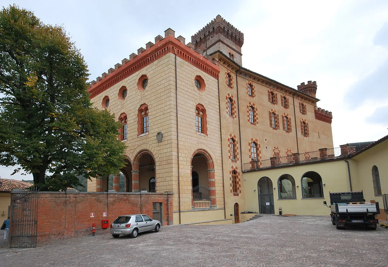 Castello Falletti seen from Piazza Falletti, Barolo