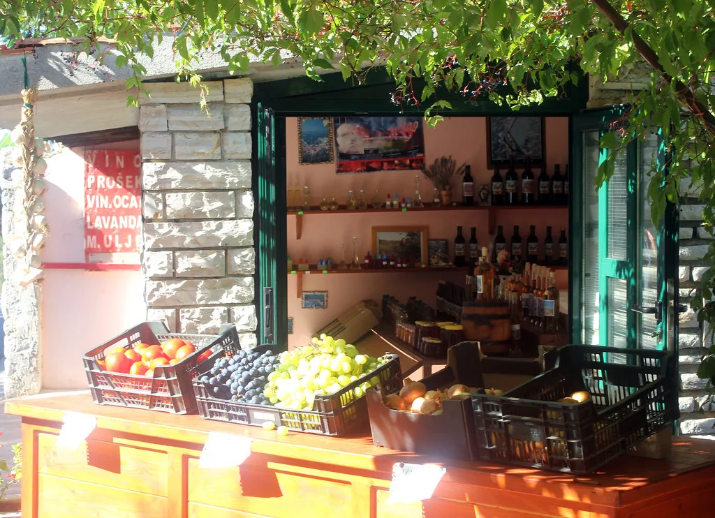 Hvar Croatia roadside produce and wine stands