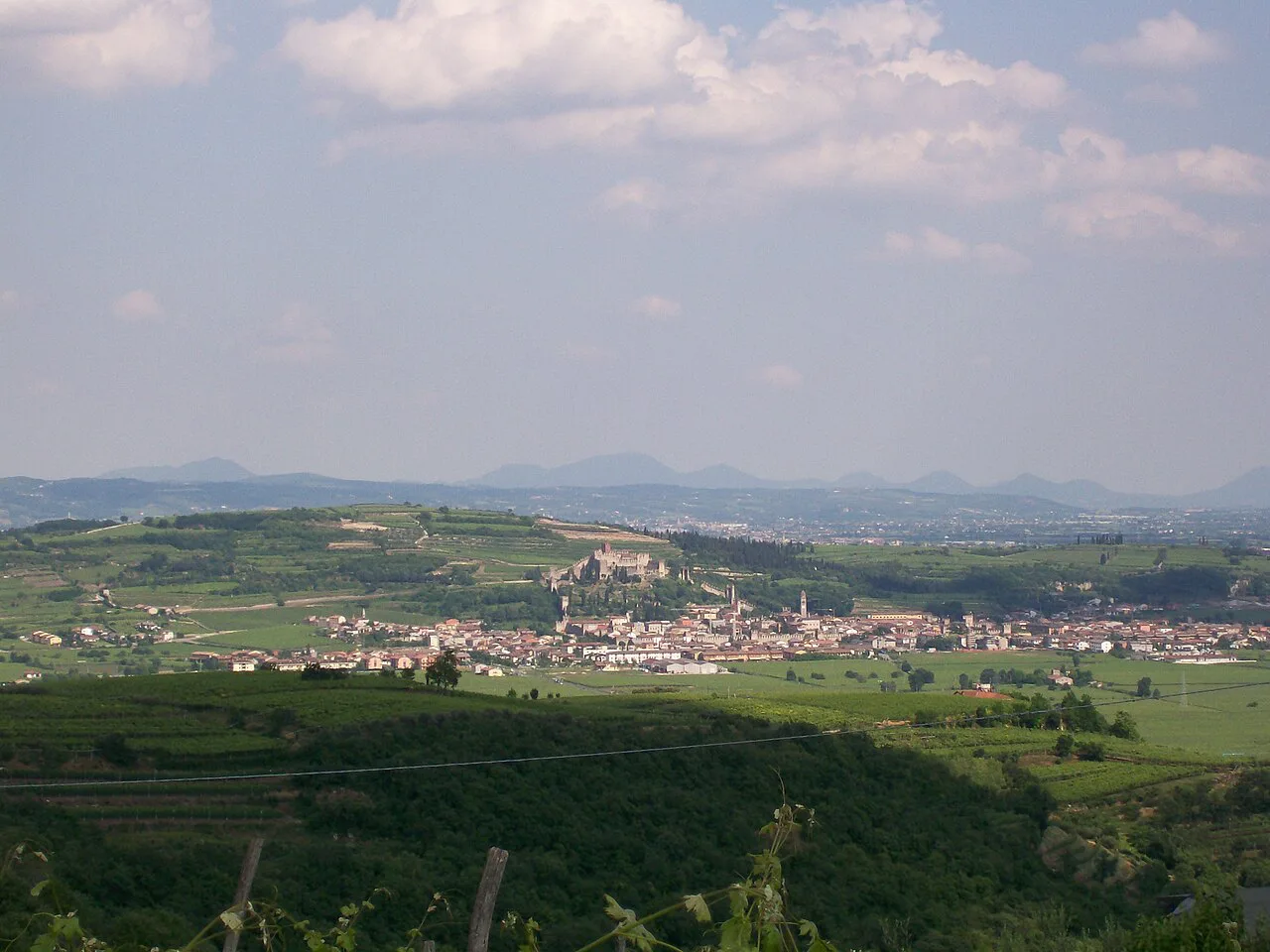 Soave and its vineyards from the hills