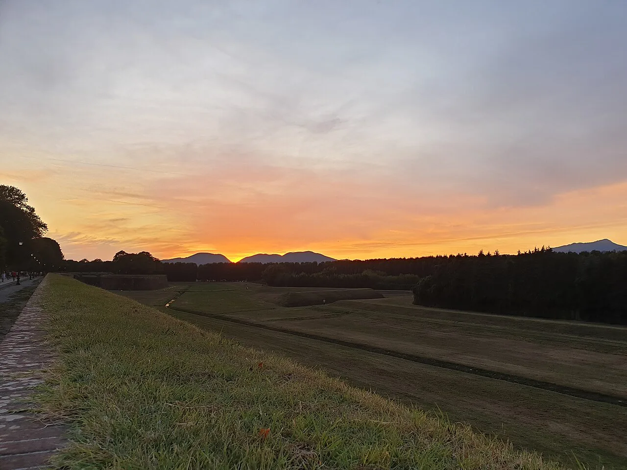 Sunset on Lucca's Renaissance walls