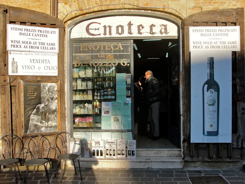 Enoteca on the main piazza in Montefalco