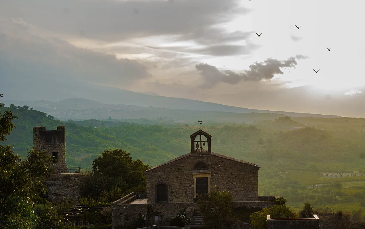 San Vincenzo church in Castiglione di Sicilia at dusk