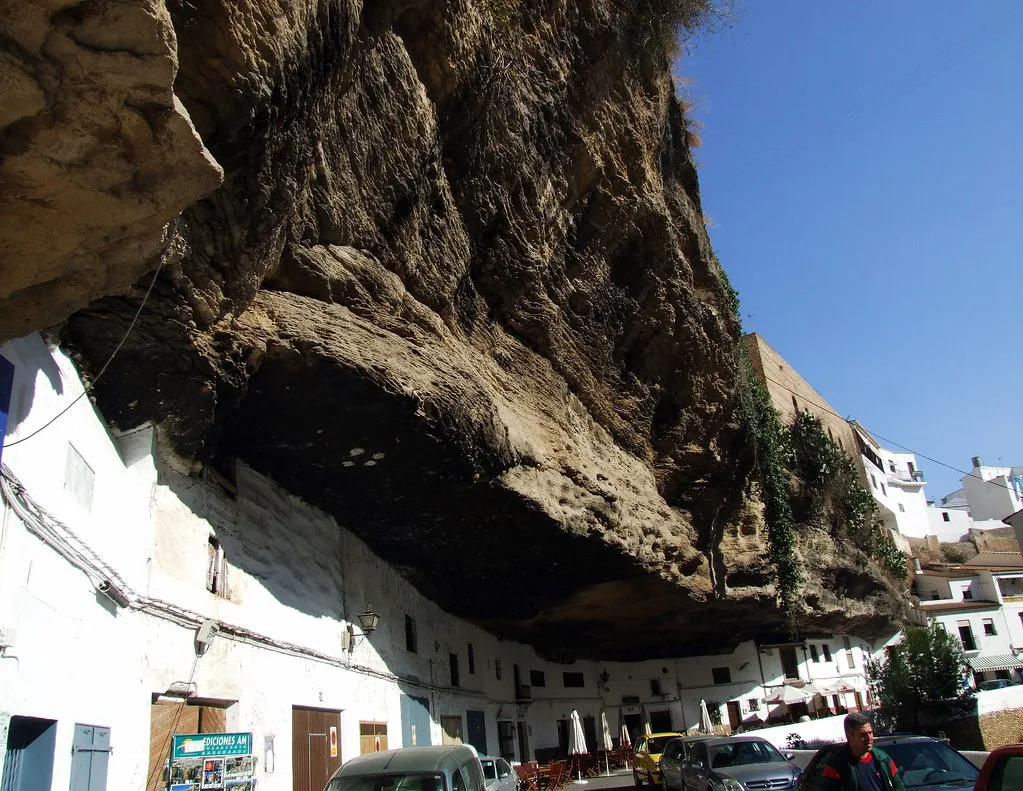 Houses under the rock overhang at Setenil de las Bodegas, in the Serranía de Ronda