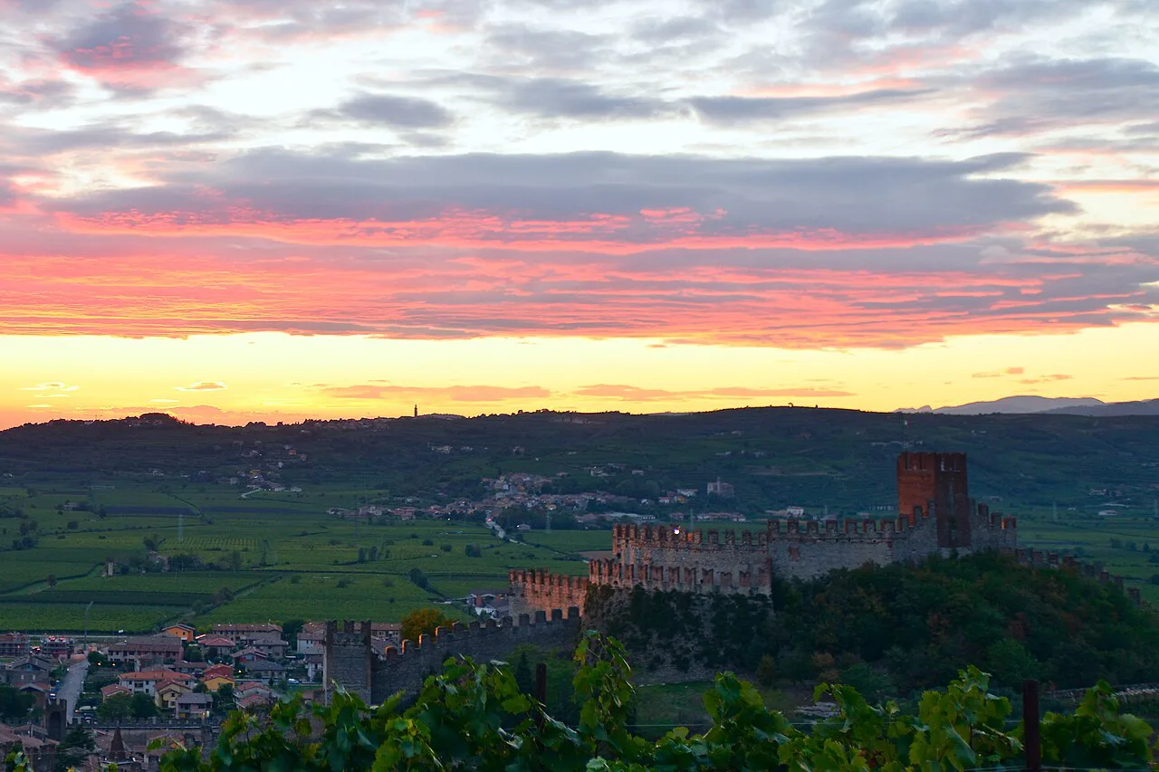 Soave castle at sunset