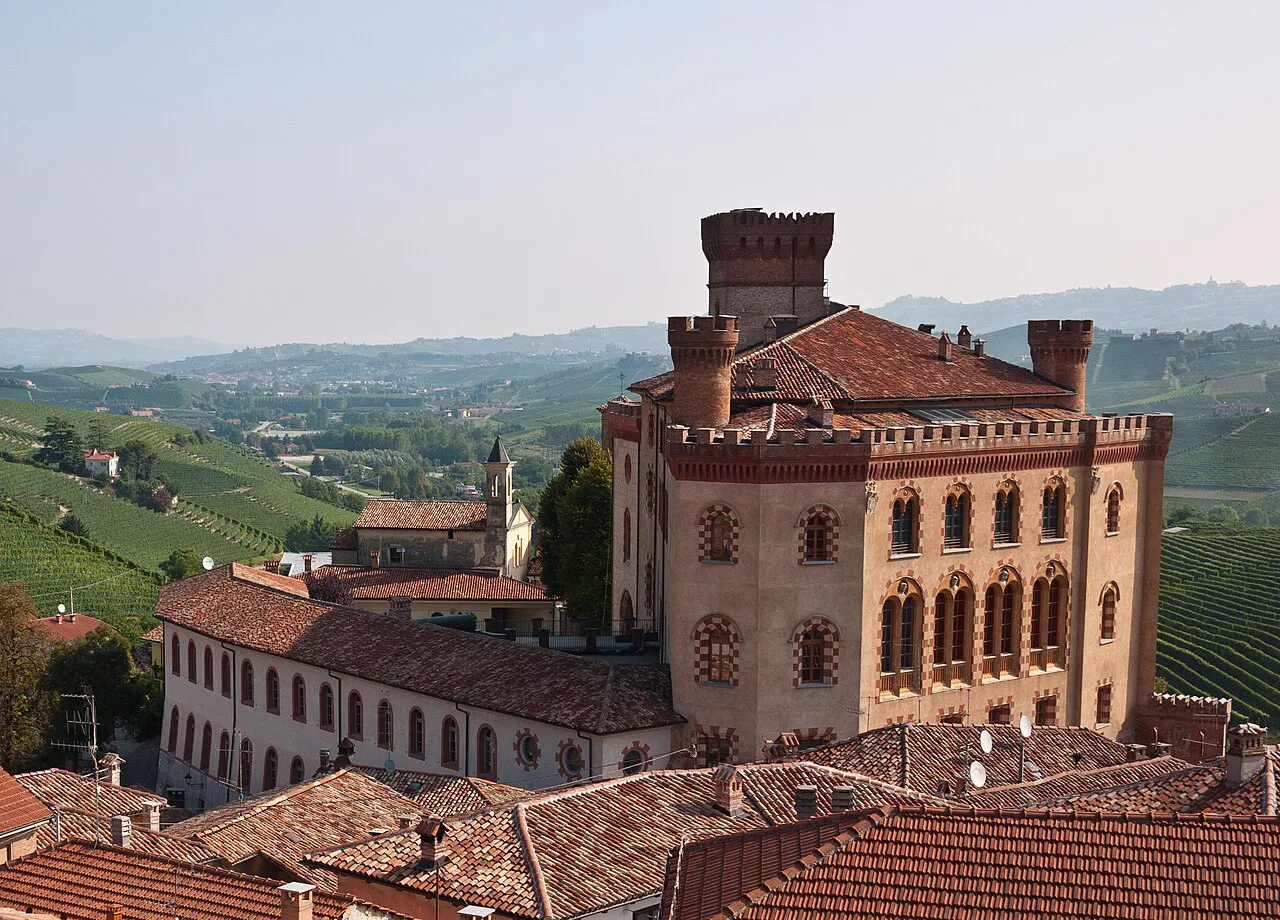 Barolo castle above the vineyards