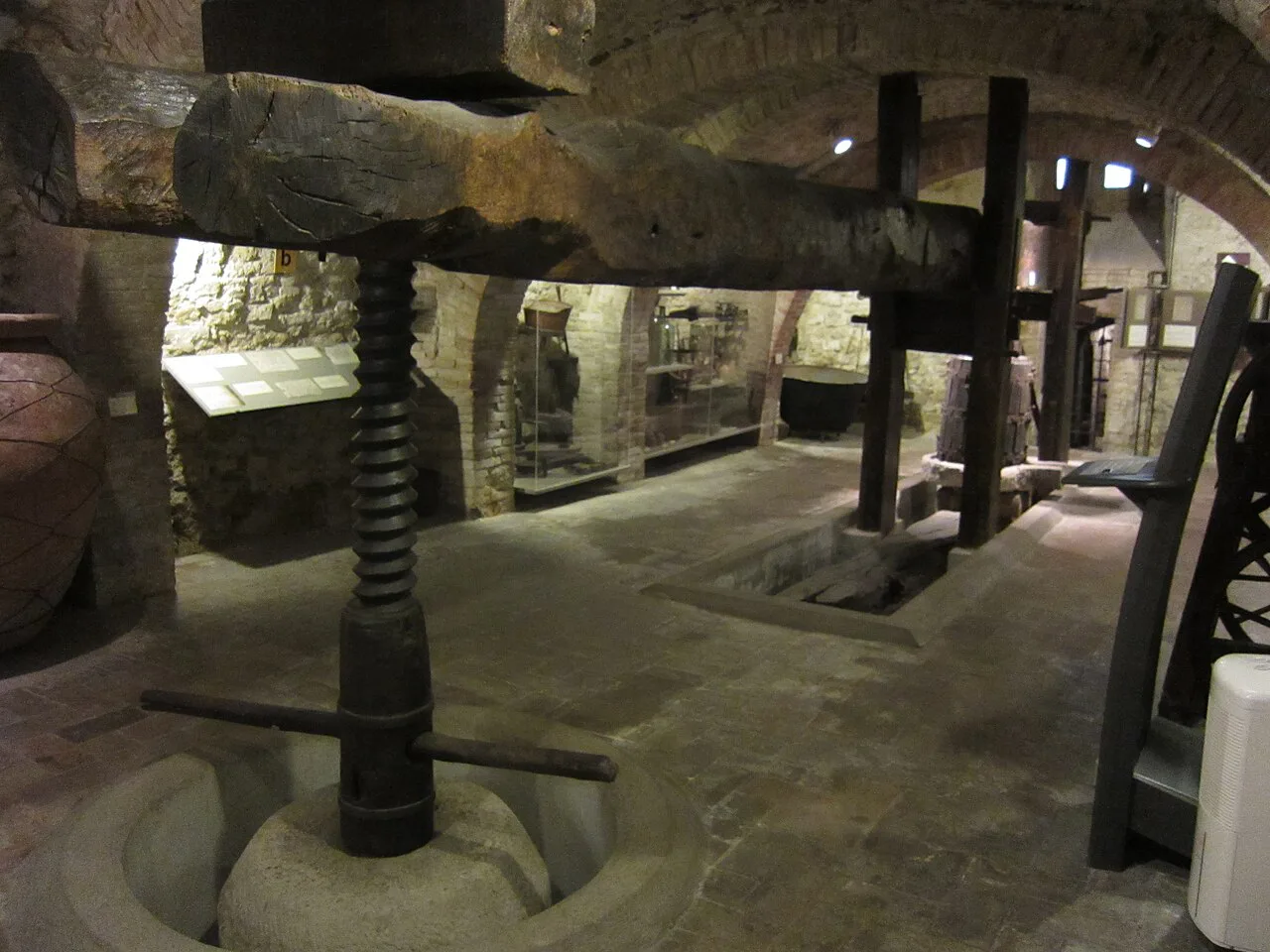 An old wine press in the MUVIT wine museum, Torgiano