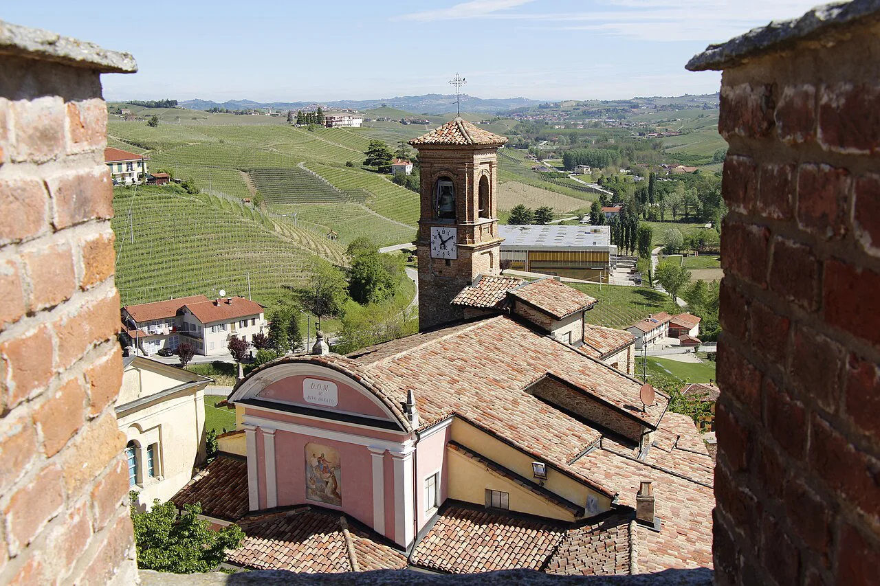 Vineyards beyond the church of San Donato in Barolo