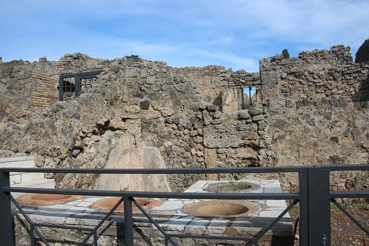 Ruins of a wine and olive shop in Pompeii