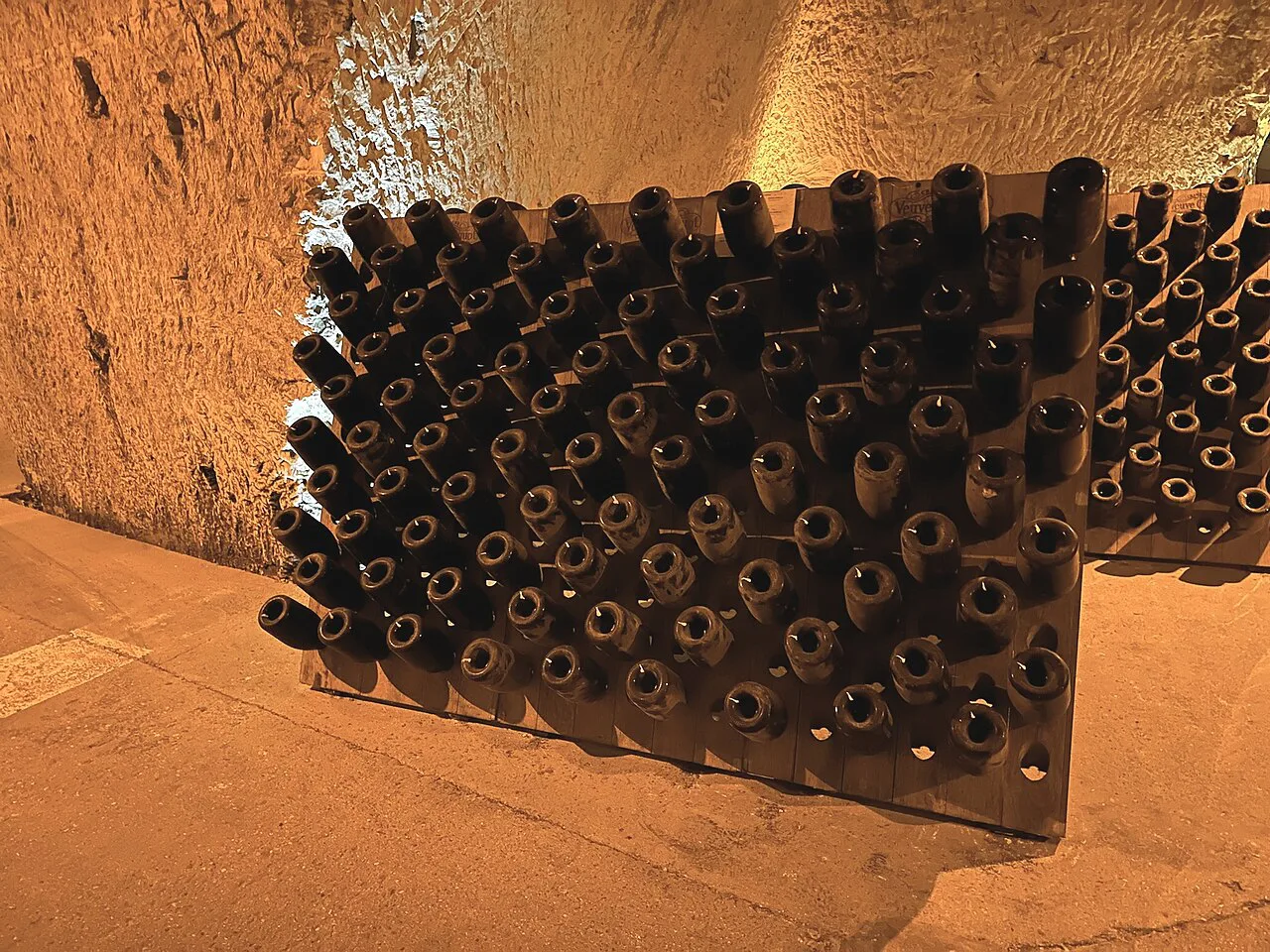 Riddling racks in the Veuve Clicquot cellars, Reims